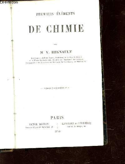 PREMIERS ELEMENTS DE CHIMIE.