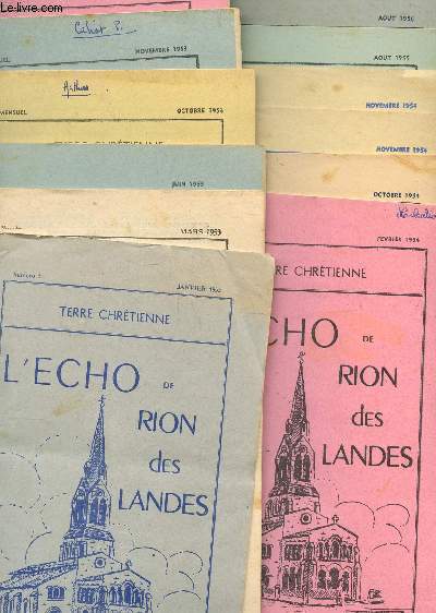 L'ECHO DE RION DES LANDES - TERRE CHRETIENNE - LOT DE 13 FASCICULES / De janvier 1953  Aout 1956.