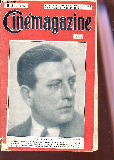 CINEMAGAZINE - N18 - 7e anne - 6 mai 1927 / LEON MATHOT / conrad Veidt / Les russes et le cinma - etc...