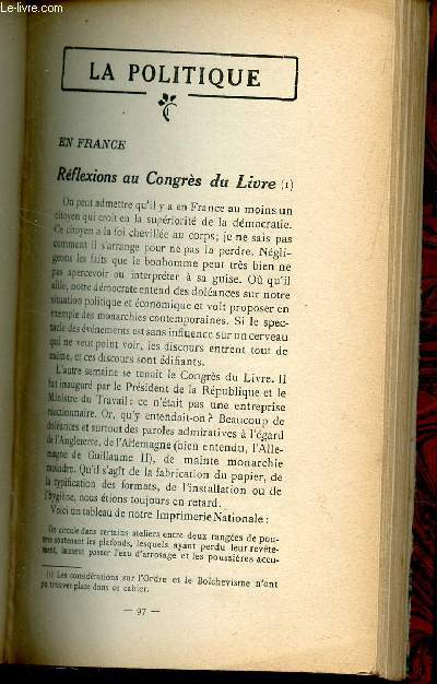 ESSAIS CRITIQUES - 3e serie / Rflexions au Congrs du Livre (I) - Exploits fascistes / Marie Chapdelaine / Le Paon d'mail / La Dauphine (F. Porch) / La petite sirne - A la S.M.I. / une enquete des 