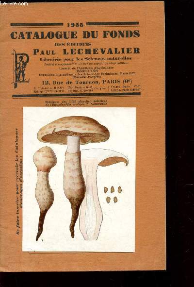 CATALOGUE DU FONDS DES EDITIONS PAUL LECHEVALIER - Librairie pour le Sciences naturelles