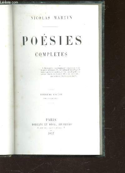 POESIES COMPLETES / 3e EDITION.