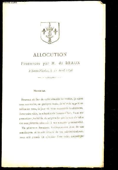 ALLOCUTION prononce par M de BRAUX  Saint Nicolas, e 12 avril 1896.