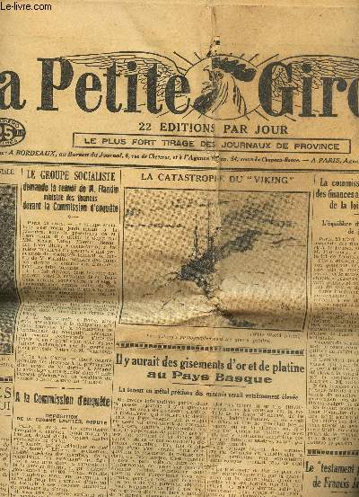 LA PETITE GIRONDE - N21.433 - 21 mars 1931 / La catastrophe du 