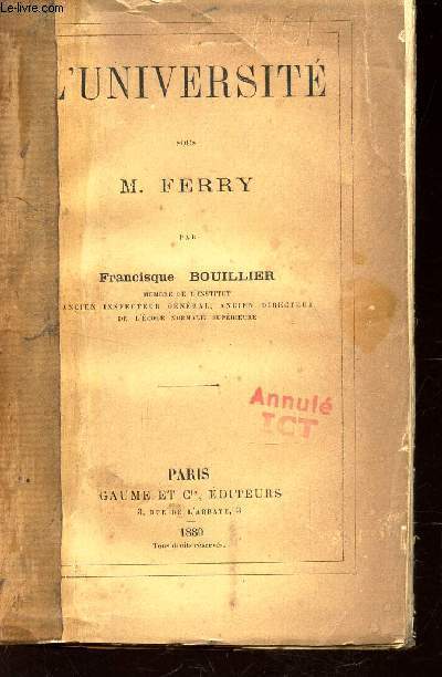 L'UNIVERSITE SOUS M. FERRY