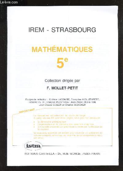 MATHEMATIQUES - 5e / IREM - STRASBOURG