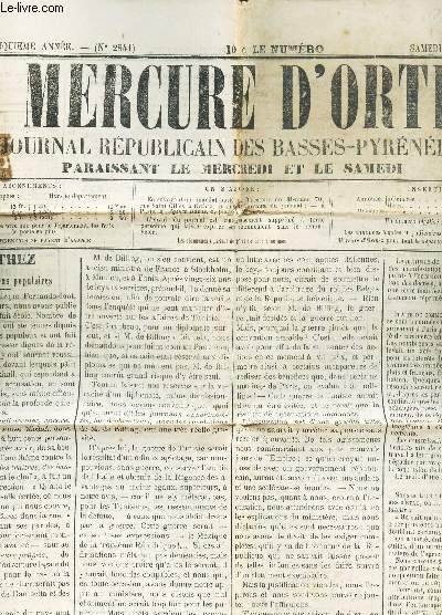 LE MERCURE D'ORTHEZ ET SES BASSES PYRENNES - N2841 - 3 novembre 1881 - 45e anne / Les reunions populaires - Informations etc..