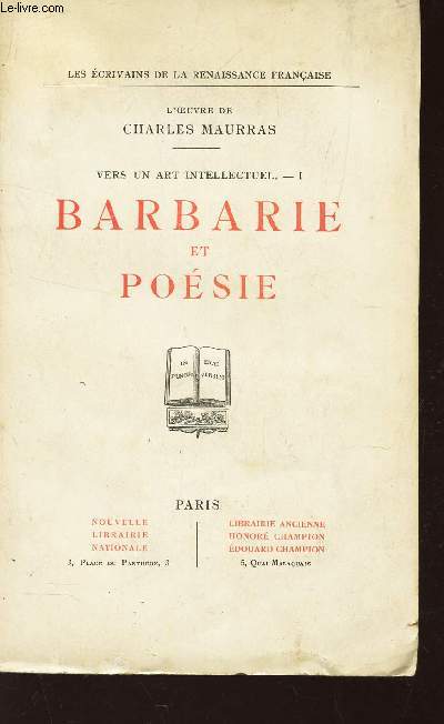 BARBARIE ET POESIE - TOME I DE LA COLLECTION 