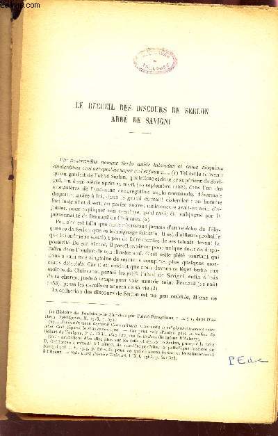 LE RECUEIL DES DISCOURS DE SERLON ABBE DE SAVIGNI / EXTRAIT de la REvue Mobillon - Tome N45 - Janvier 1922 (p.26-38)