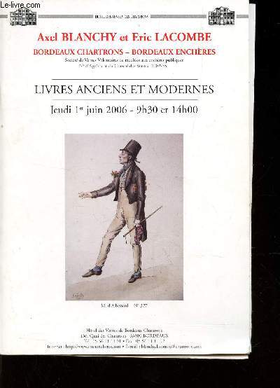 Catalogue de ventes aux encheres N327 - LIVRES ANCIENS ET MODERNES - 1er JUIN 2006