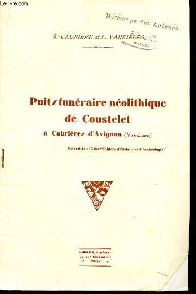 PUITS FUNERAIRE NEOLITHIQUE DE COUSTELET -  Cabrieres d'Avignon - Extrait du N3 des 