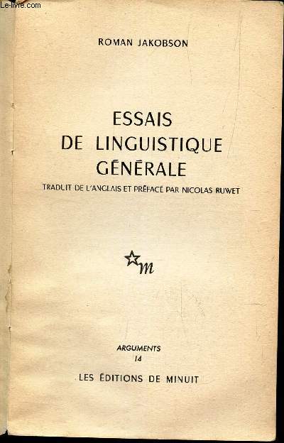 ESSAIS DE LINGUSITIQUE GENERALE / N14 DE LA COLLECTION 