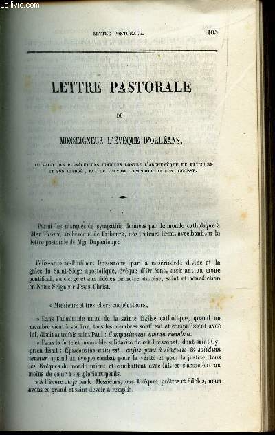 Lettre pastorale de Mgr l'eveque d'Orleans / Legende cleste : Sut Ste Genevieve patronne de PAris / / Les catavombes