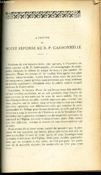 A PROPOS DE NOTRE REPONSE AU R.P. CARBONNELLE / BULLETIN SCIENTIFIQUE : Antropologie et prehistorique (suite)