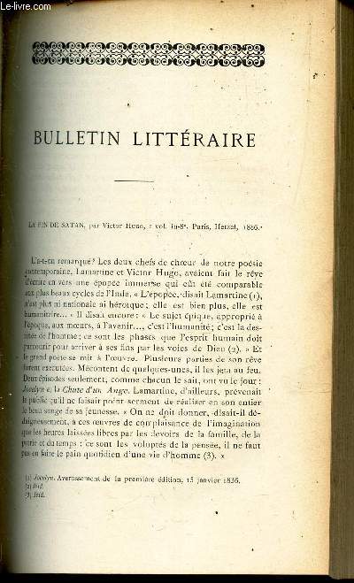 BULLETIN LITTERAIRE - La fin de Satan par Victor Hugo.