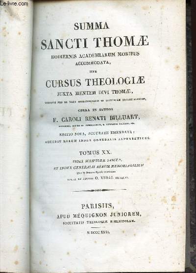 SUMMA SANCTI THOMAE - TOMUS 20 : Index scripturae sancatae - et index generalis rerum memoriabilium.