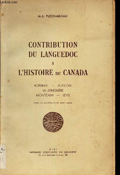 CONTRIBUTION DU LANGUEDOC A L'HISTOIRE DU CANADA -