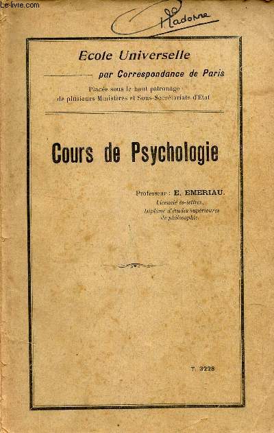 COURS DE PSYCHOLOGIE.
