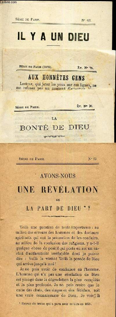 SERIE DE PARIS - LOT DE 4 NUMEROS (N63 (1899) + 75 + 30 + 63 (1903)