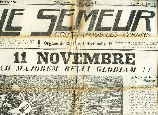 LE SEMEUR contre tous les tyrans - Numero special / 11novembre 1927 / 11 NOVEMBRE.