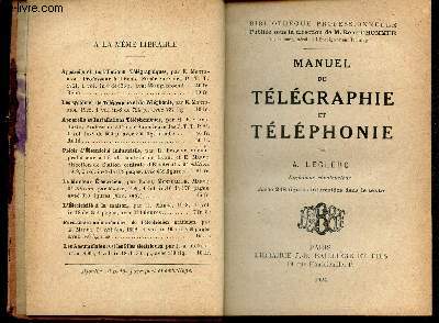 MANUEL DE TELEGRAPHIE et TELEPHONIE.