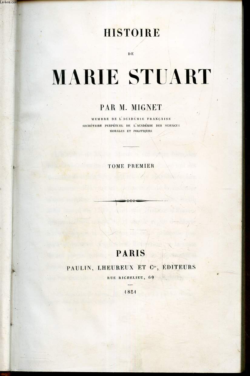 HISTOIRE DE MARIE STUART -