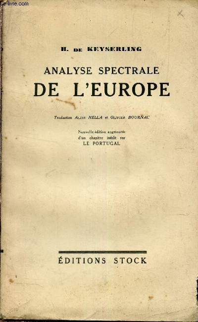 Analyse spectrale de l'Europe - Nouvelle dition augmente d'un chapitre indit sur le Portugal.