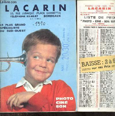 Catalogue photo cin son Lacarin Bordeaux - Le plus grand spcialiste du Sud Ouest 1970 .