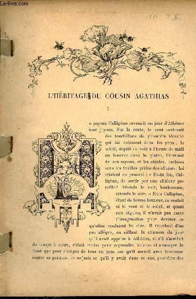 Revue Universelle Illustre - L'hritage du cousin Agathias par Charles Normand.