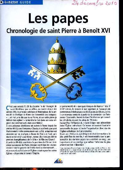 Une plaquette dpliante : Les papes chronologie de Saint Pierre  Benoit XVI - Collection Petite guide n86.