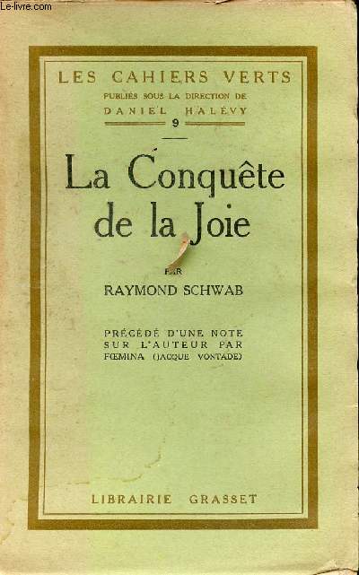 La Conqute de la Joie - Collection Les Cahiers Verts n9.