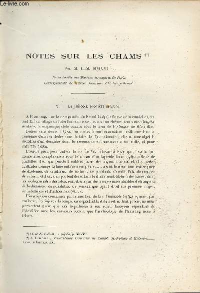 Notes sur les Chams - La desse des tudiants - Extrait du Bulletin de l'Ecole Franaise d'Extrme-Orient 1906.