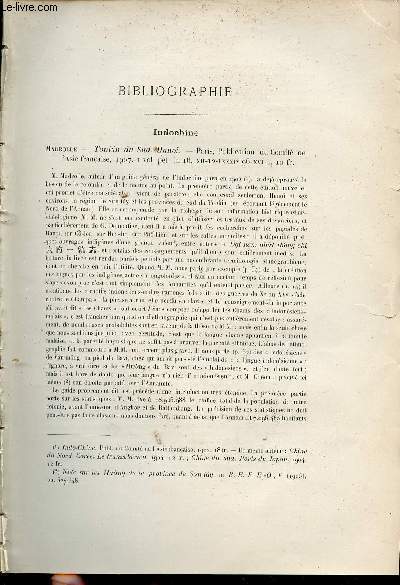 Bibliographie - chronique - documents administratifs - Extrait du Bulletin de l'Ecole Franaise d'Extrme-Orient 1907.