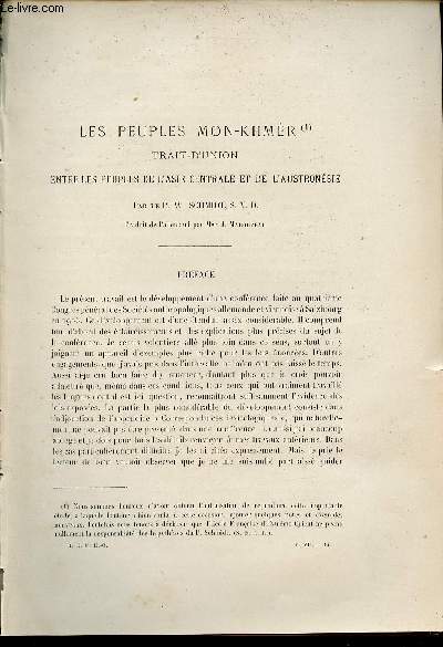 Les Peuples Mon-Khmr trait-d'union entre les peuples de l'Asie Centrale et de l'Austronsie - Extrait du Bulletin de l'Ecole Franaise d'Extrme-Orient 1907.