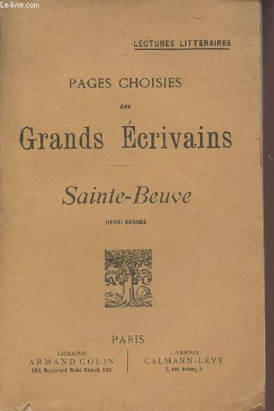 Pages choisies des grands crivains - Sainte-Beuve.