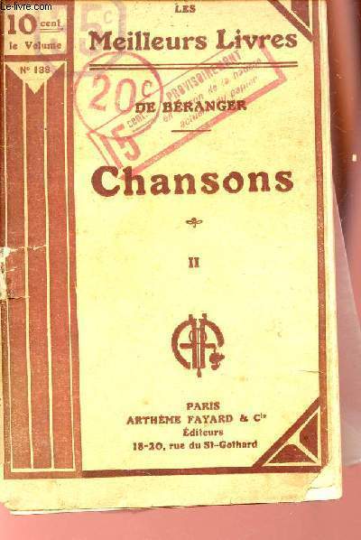 Chansons - Tome 2 - Collection les meilleurs livres n138.