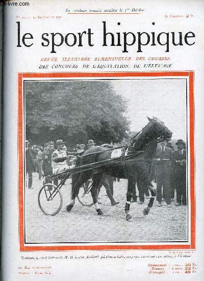 Le Sport Hippique n12 17 septembre 1921 - Entraneurs par Maurice de Noisay - le record de Norbert par *** - vocabulaire hippique (suite) par le Cte de Comminges - le concours de Deauville par un Vtran - une commission par Martial Perrier etc.