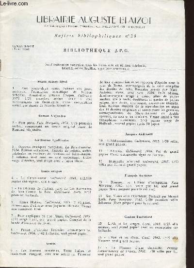 Catalogue Librairie Auguste Blaizot - Reflets Bibliophiliques n29 Bibliothque J.P.G.
