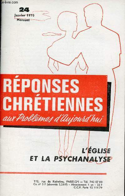 Rponses chrtiennes aux problmes d'aujourd'hui n24 janvier 1970 - L'Eglise et la psychanlyse.