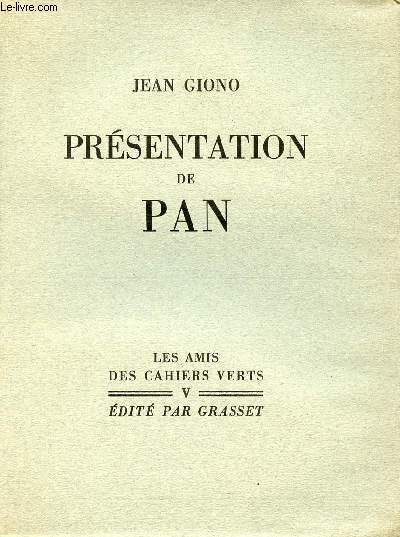 Prsentation de Pan - Collection les amis des cahiers verts V - Exemplaire alfax navarre n2230.