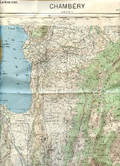 Une carte en couleur : Chambry feuille XXXIII-32 - Carte de France au 50 000e (type 1922) - Quadrillage kilomtrique projection Lambert II zone centrale - carte d'environ 56 x 75 cm.