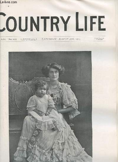 Country Life vol.XXI n534 saturday march 30th 1907 - Our portrait illustration : Lady Evelyn Guinness and her baby - agricultural weights and Measures - country notes - Red Deer at Warnham Court (illustrated) - a book of the week - at dawn of day etc.