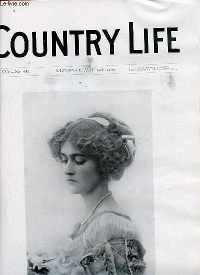 Country Life vol.XXV n645 saturday may 15th 1909 - Our portrait illustration Lady Evelyn Guinness - the need of Awakening - country notes - stag-horn chandeliers (illustrated) - the cricket season - otter-hunting (illustrated) - tales of country life etc