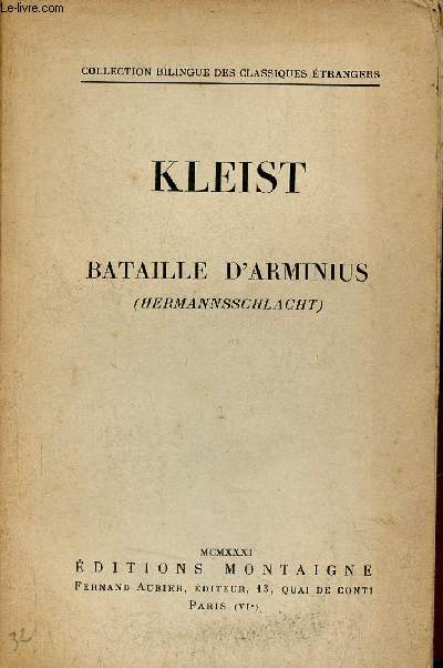Bataille d'Arminius - Collection bilingue des classiques trangers.