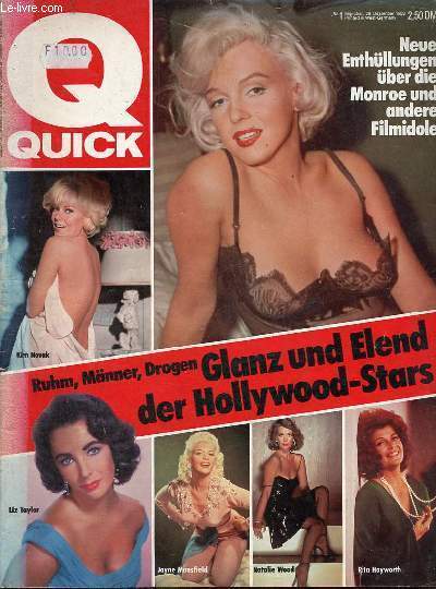 Quick nr.1 Mnchen 29 dezember 1982 - Neue enthllungen ber die Monroe und andere filmidole - Ruhm, Mnner, Drogen glanz und elend der Hollywood-Stars.