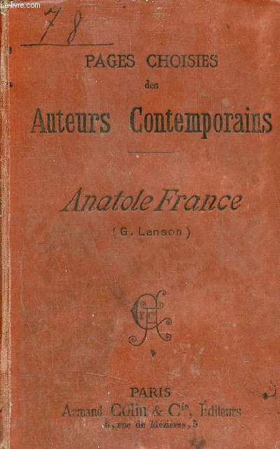 Pages choisies des auteurs contemporains - Anatole France.