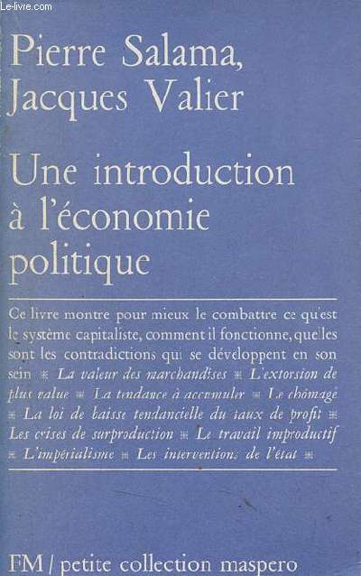 Une introduction  l'conomie politique - Petite collection maspero n118.