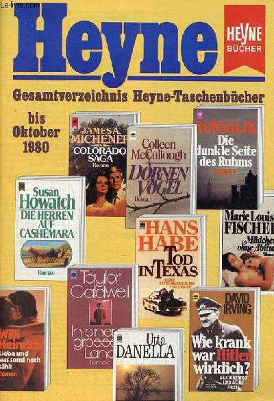 Heyne Bcher gesamtverzeichnis Heyne-Taschenbcher bis oktober 1980.