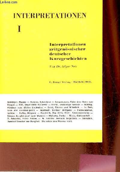 Interpretationen zeitgenssischer deutscher Kurzgeschichten - Band 1.