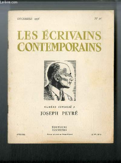Les crivains contemporains n 26 - Joseph Peyr par Jean Lebrau, Joseph Peyr et son oeuvre par Lonce Peillard, Sang et lumires